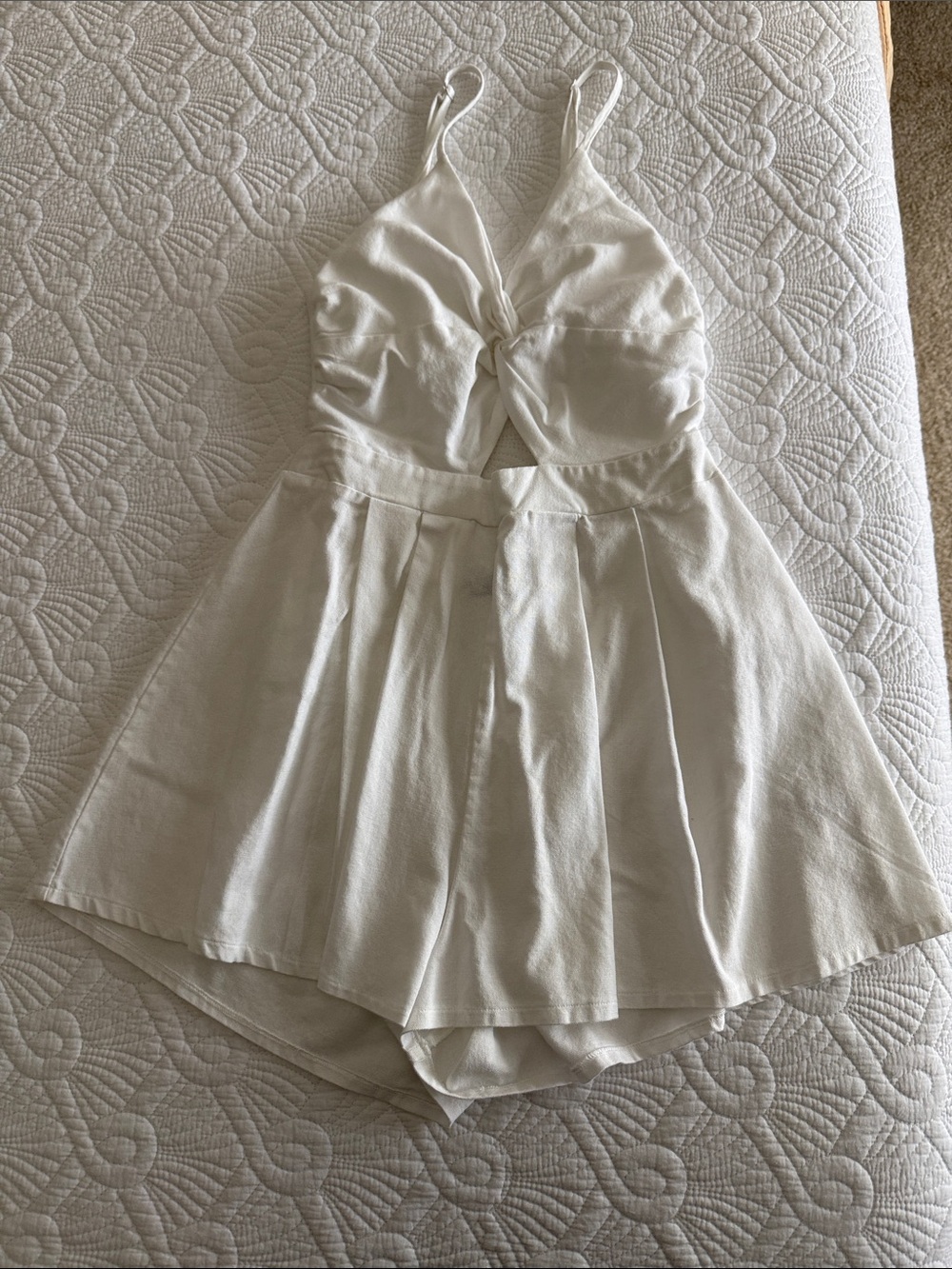 Girls White Tie-Front Skater Dress